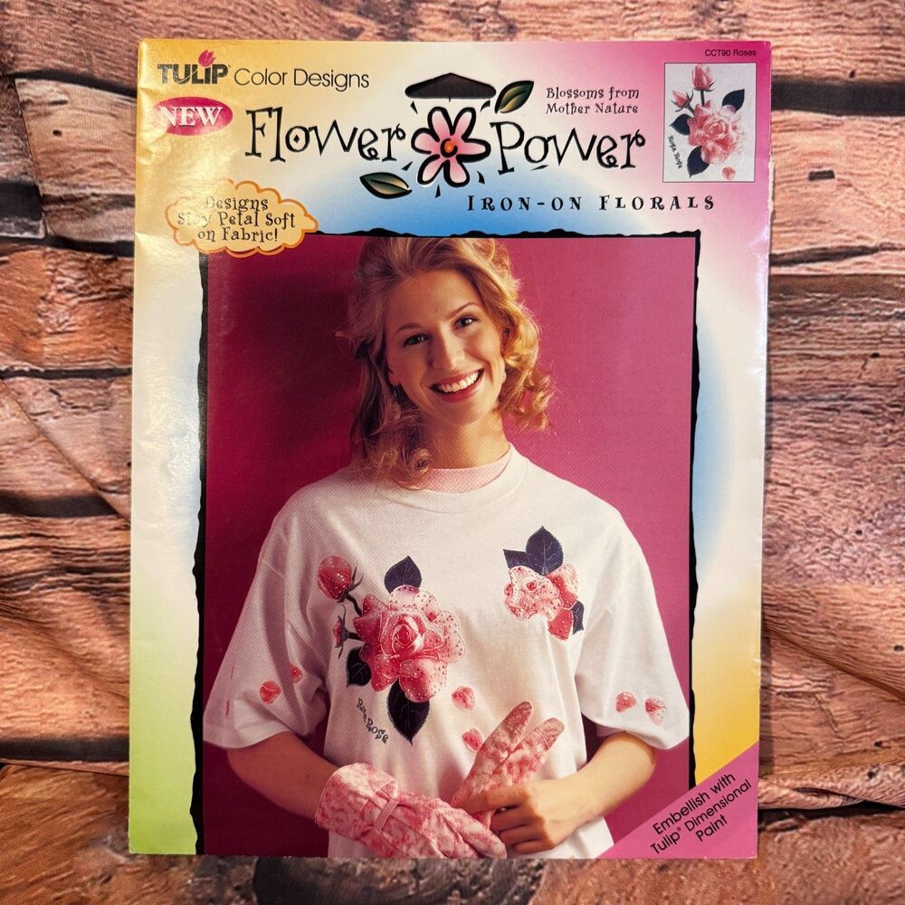 Vintage 1996 Tulip Flower Power CCT90 Roses Iron-On Florals Transfer Paint Kit
